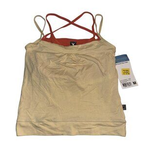 InSport Asana Soy Tank Top Womens Medium Yellow Orange Criss Cross Yoga Made USA